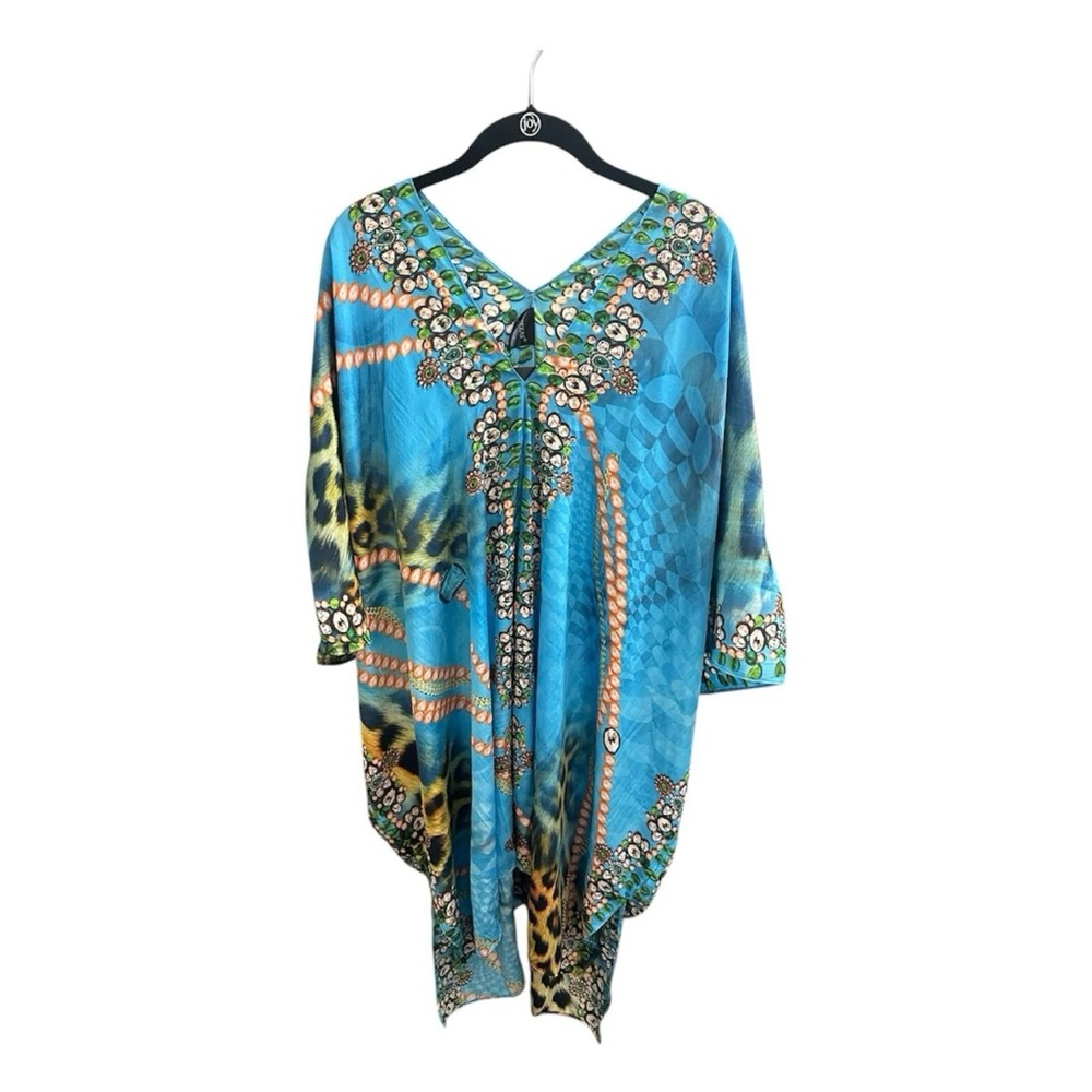 Sakkas Libra Mid Length Kaftan Dress/Cover Up Tribal Print One Size